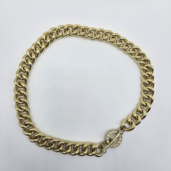 Heidi Daus Goldtone Necklace Chunky Chain Link Rhinestone Mogul Mobwife - Picture 2 of 5